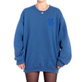 Michelle Mishkin Cotton Embroided Crewneck Sweater Unisex Blue
