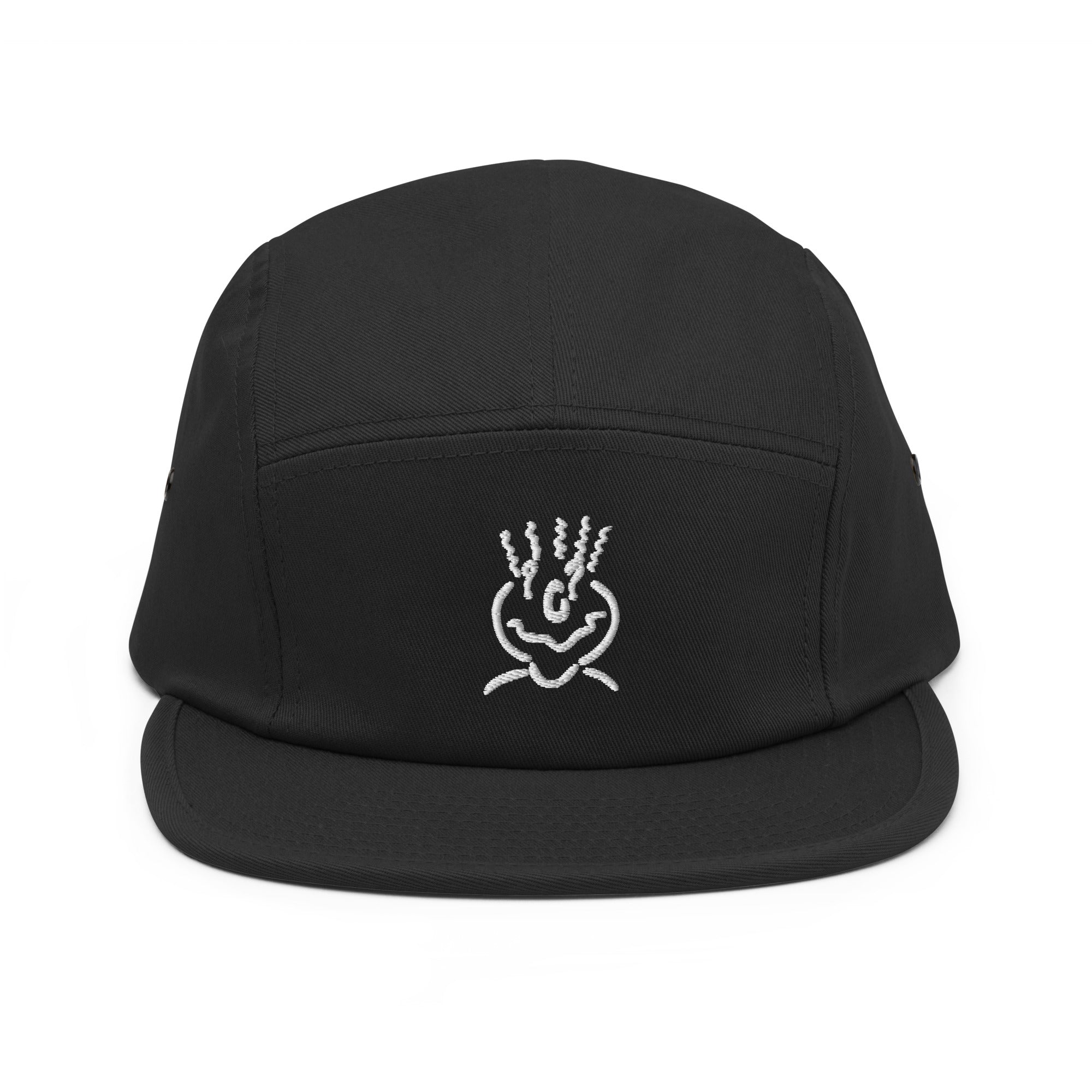 Embroided 5 Panel Cap Black & White