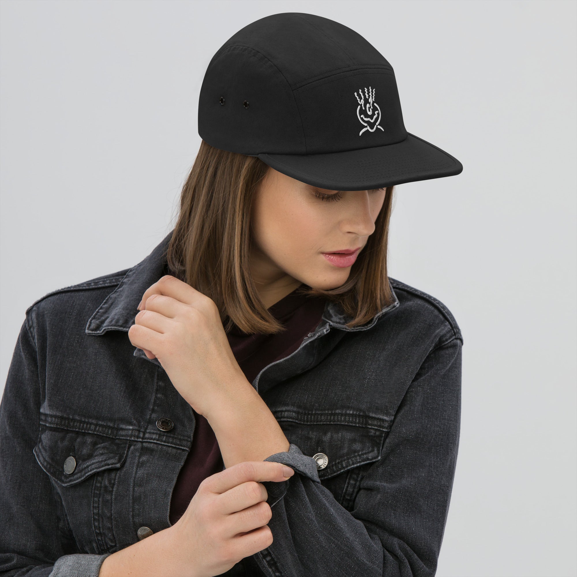 Michelle Mishkin Embroided 5 Panel Cap Black & White