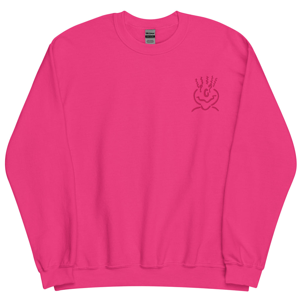 Michelle Mishkin Cotton Embroided Crewneck Sweater Unisex Hot Pink