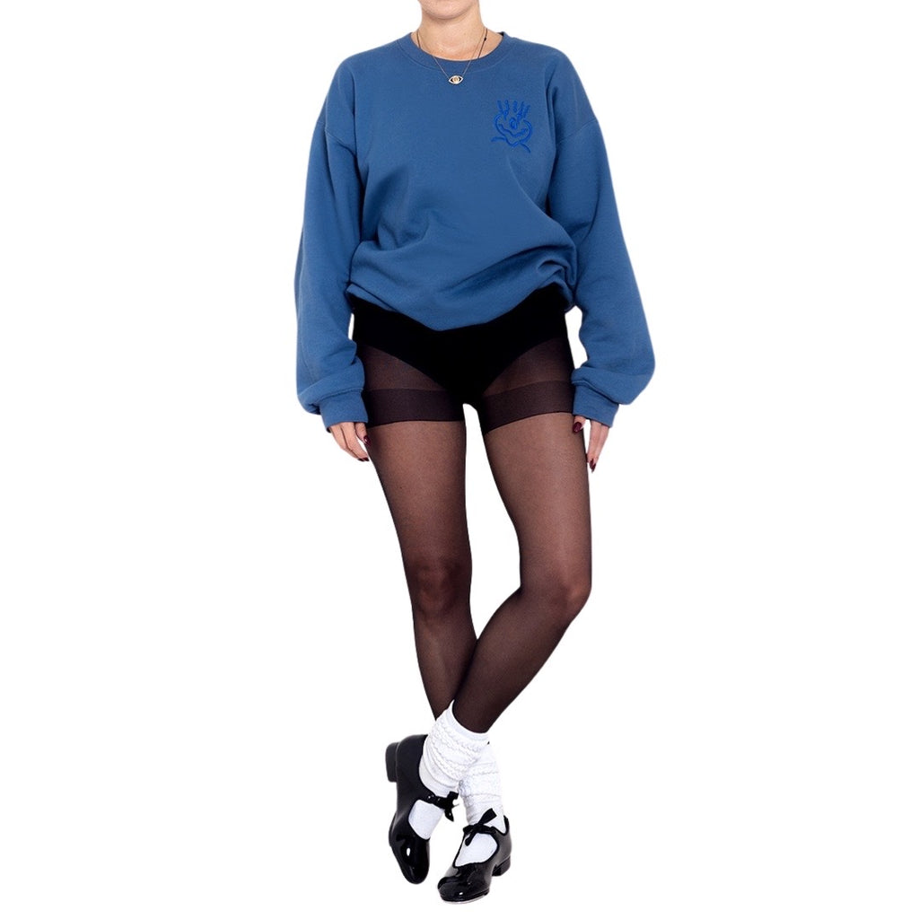 Michelle Mishkin Cotton Embroided Crewneck Sweater Unisex Gray