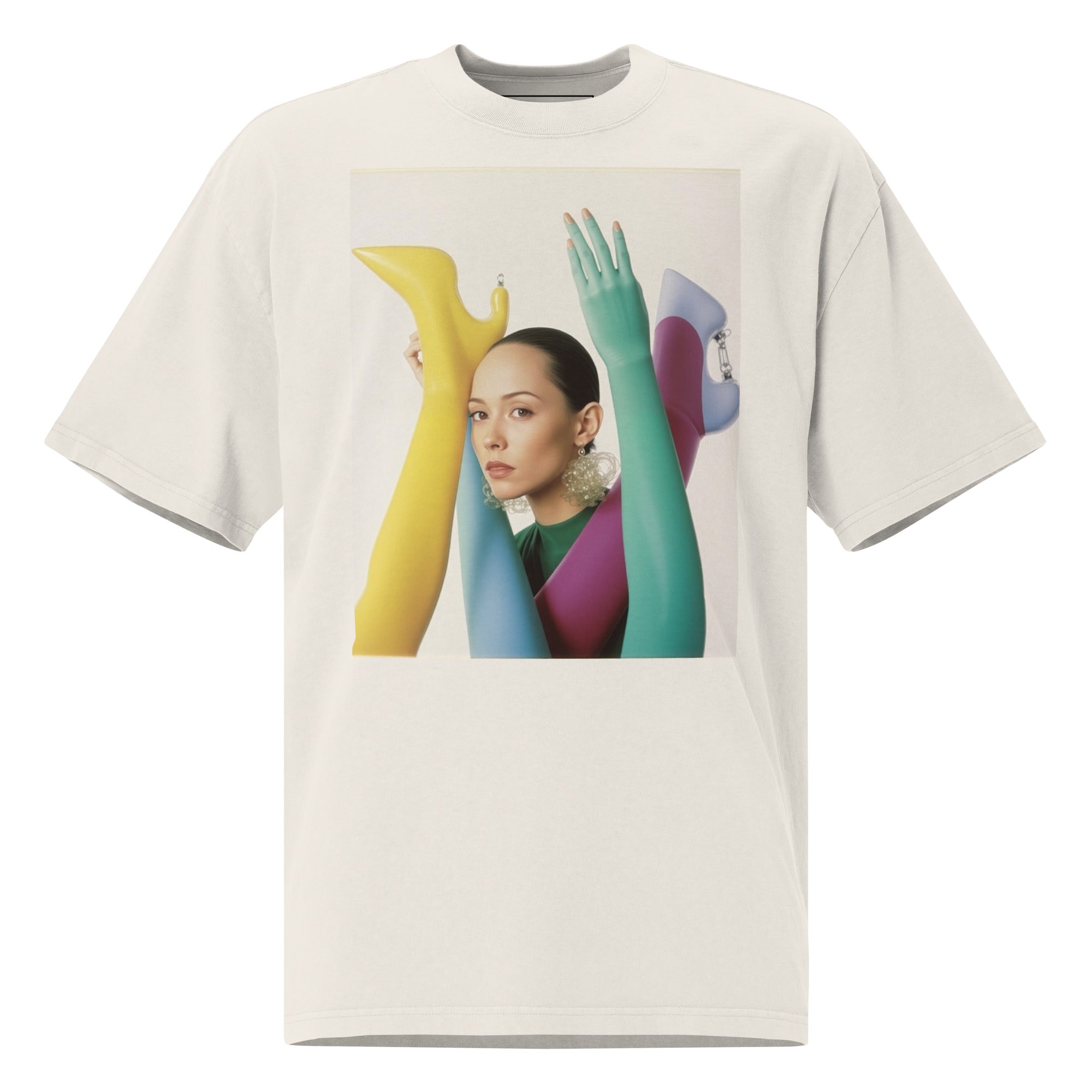 Printed Oversized T-Shirt Unisex Beige