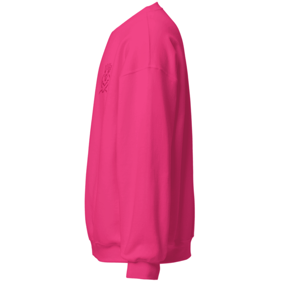 Michelle Mishkin Cotton Embroided Crewneck Sweater Unisex Hot Pink