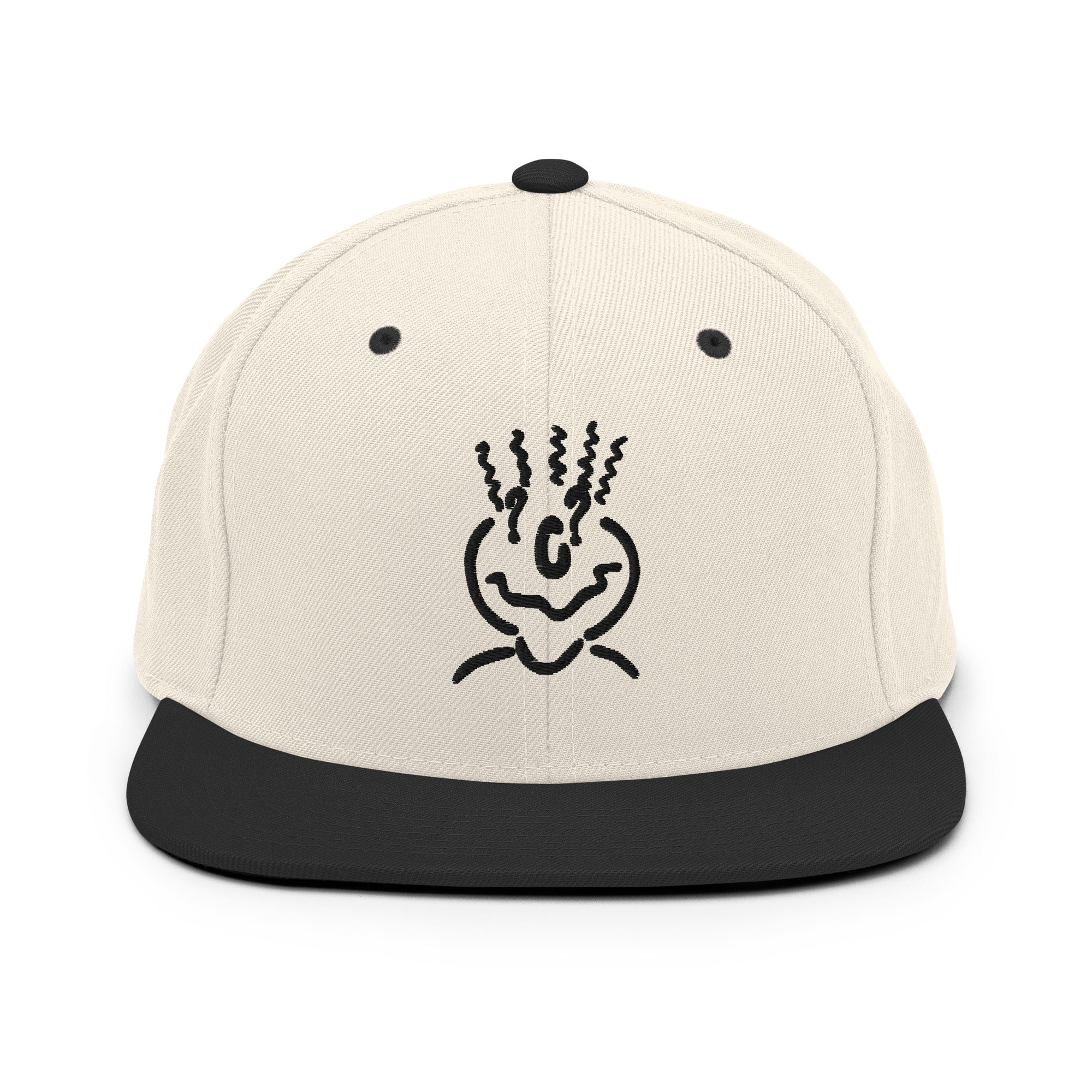 Michelle Mishkin Classic Snapback Embroidered Beige & Black Unisex