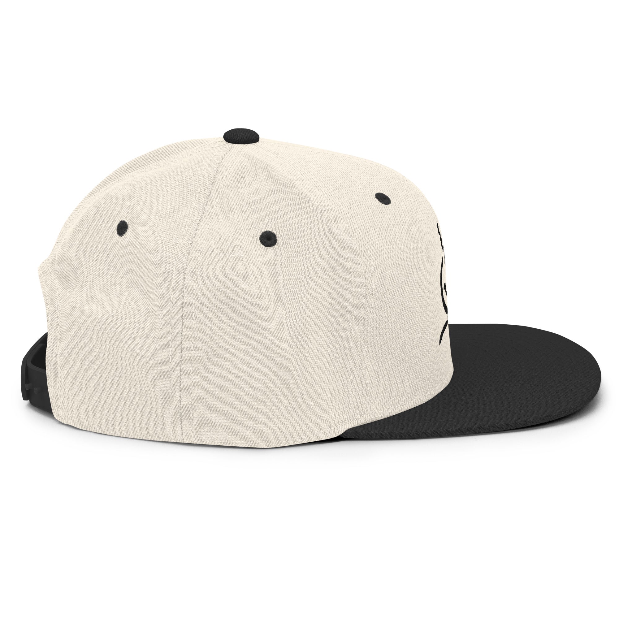 Michelle Mishkin Classic Snapback Embroidered Beige & Black Unisex
