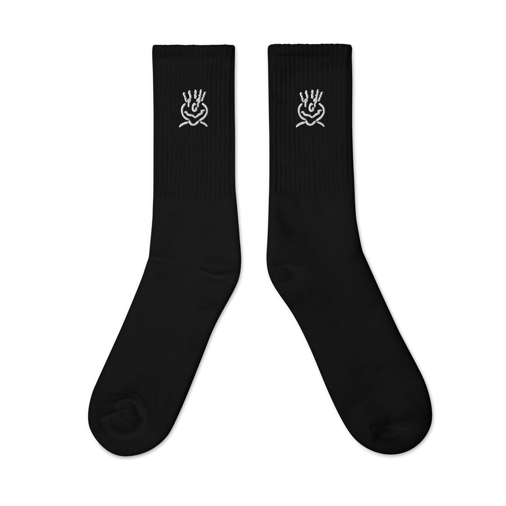 Embroided Black Middle Length Socks