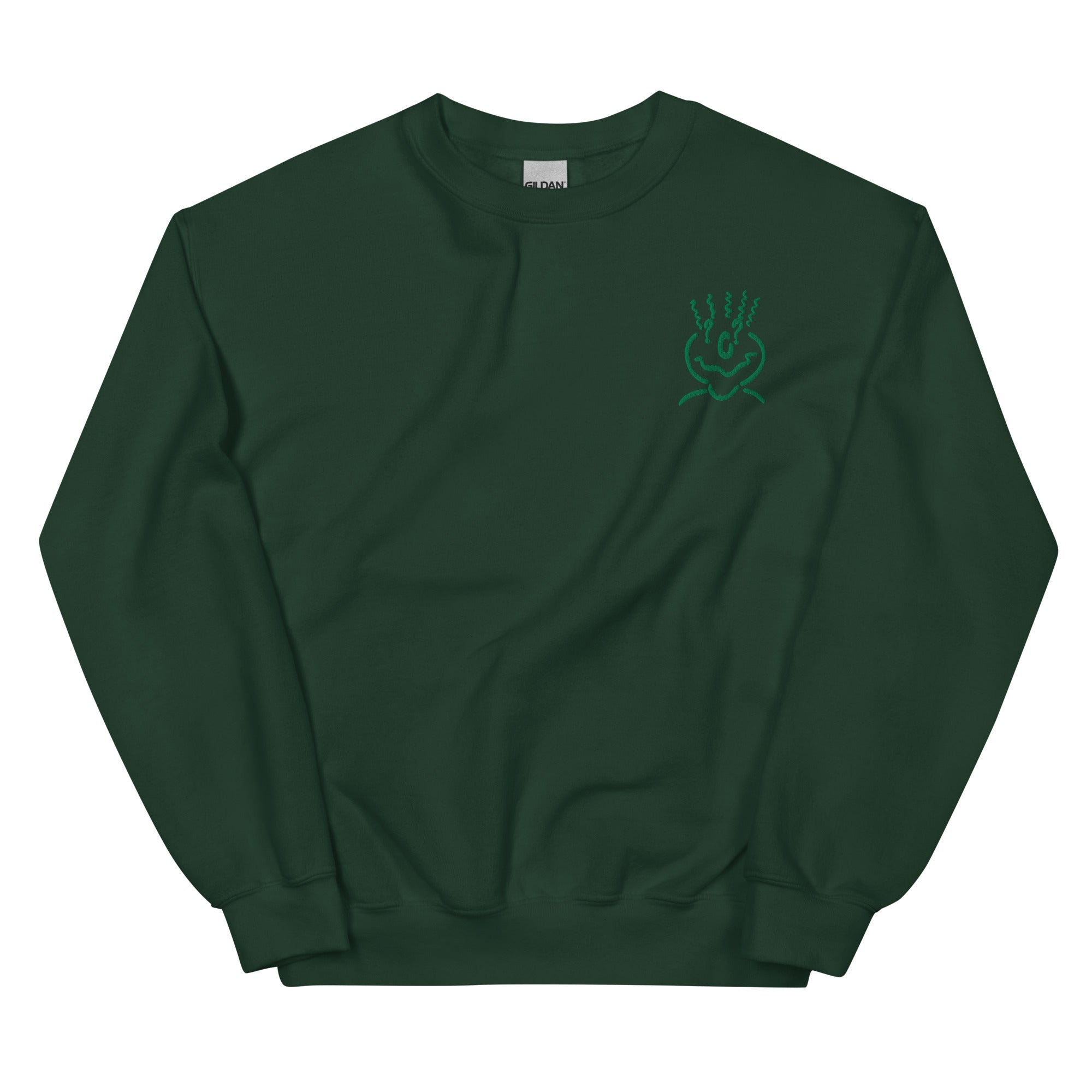 Michelle Mishkin Cotton Embroided Crewneck Sweater Unisex Forest Green