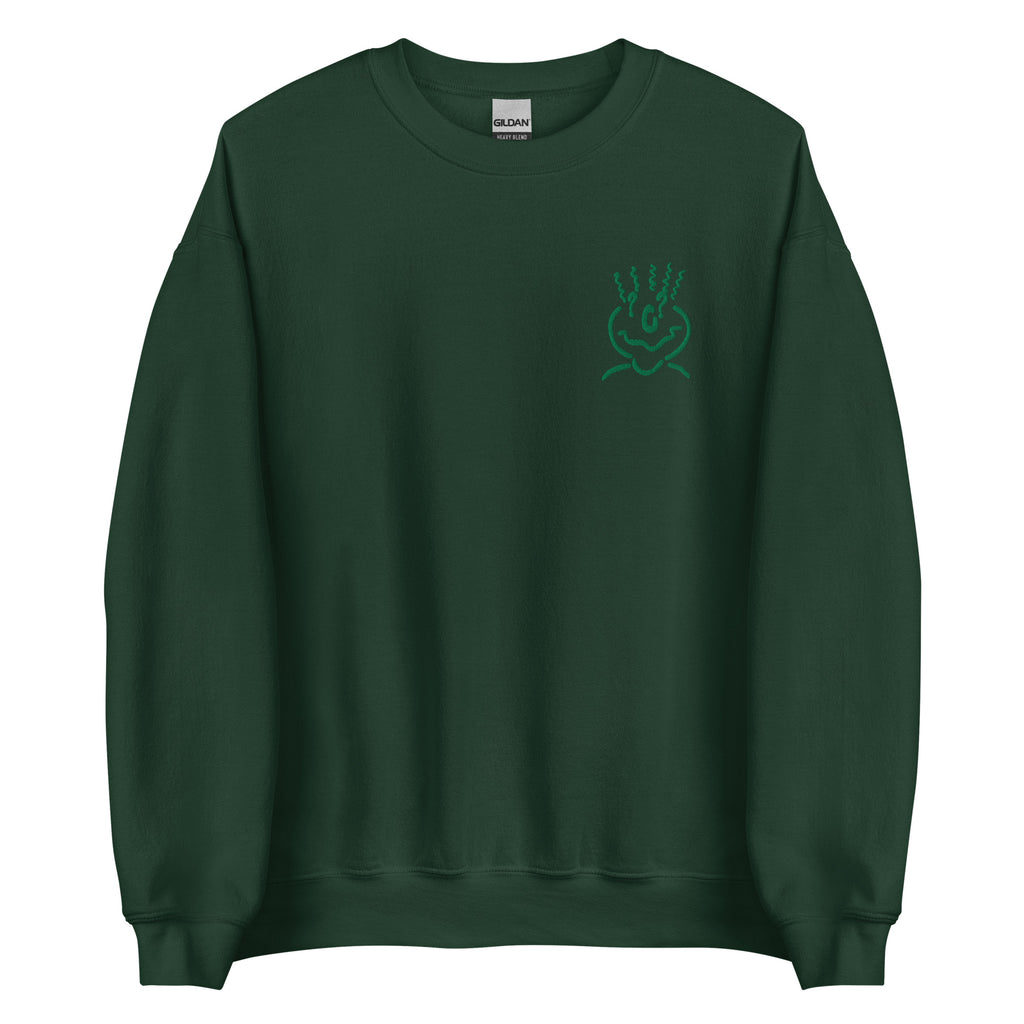 Michelle Mishkin Cotton Embroided Crewneck Sweater Unisex Forest Green