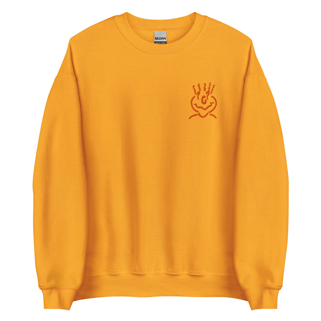Michelle Mishkin Cotton Embroided Crewneck Sweater Unisex Mustard