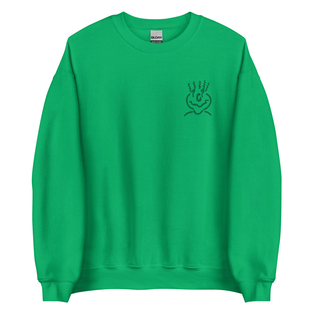 Michelle Mishkin Cotton Embroided Crewneck Sweater Unisex Emerald Green