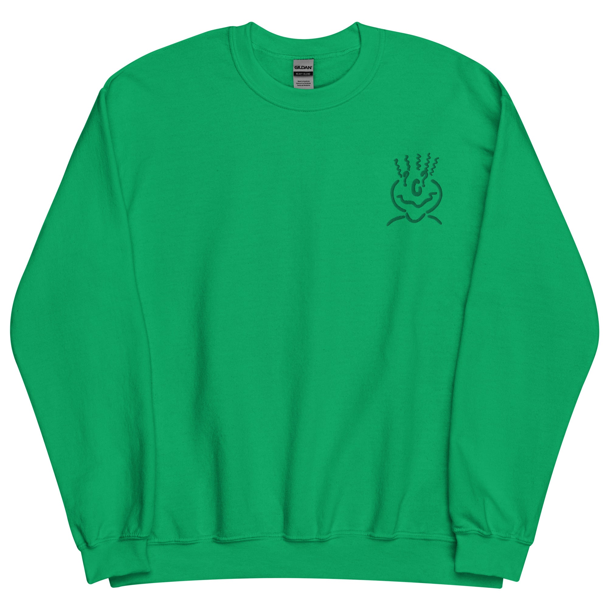Cotton Embroided Crewneck Sweater Unisex Emerald Green