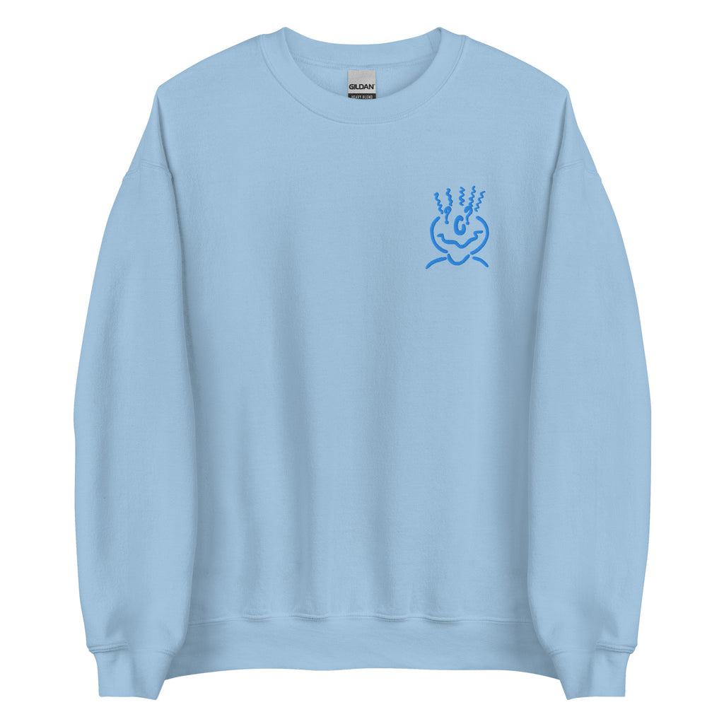 Michelle Mishkin Cotton Embroided Crewneck Sweater Unisex Light Blue