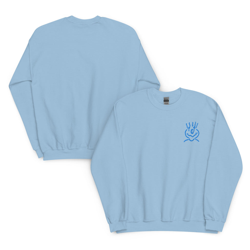 Michelle Mishkin Cotton Embroided Crewneck Sweater Unisex Light Blue
