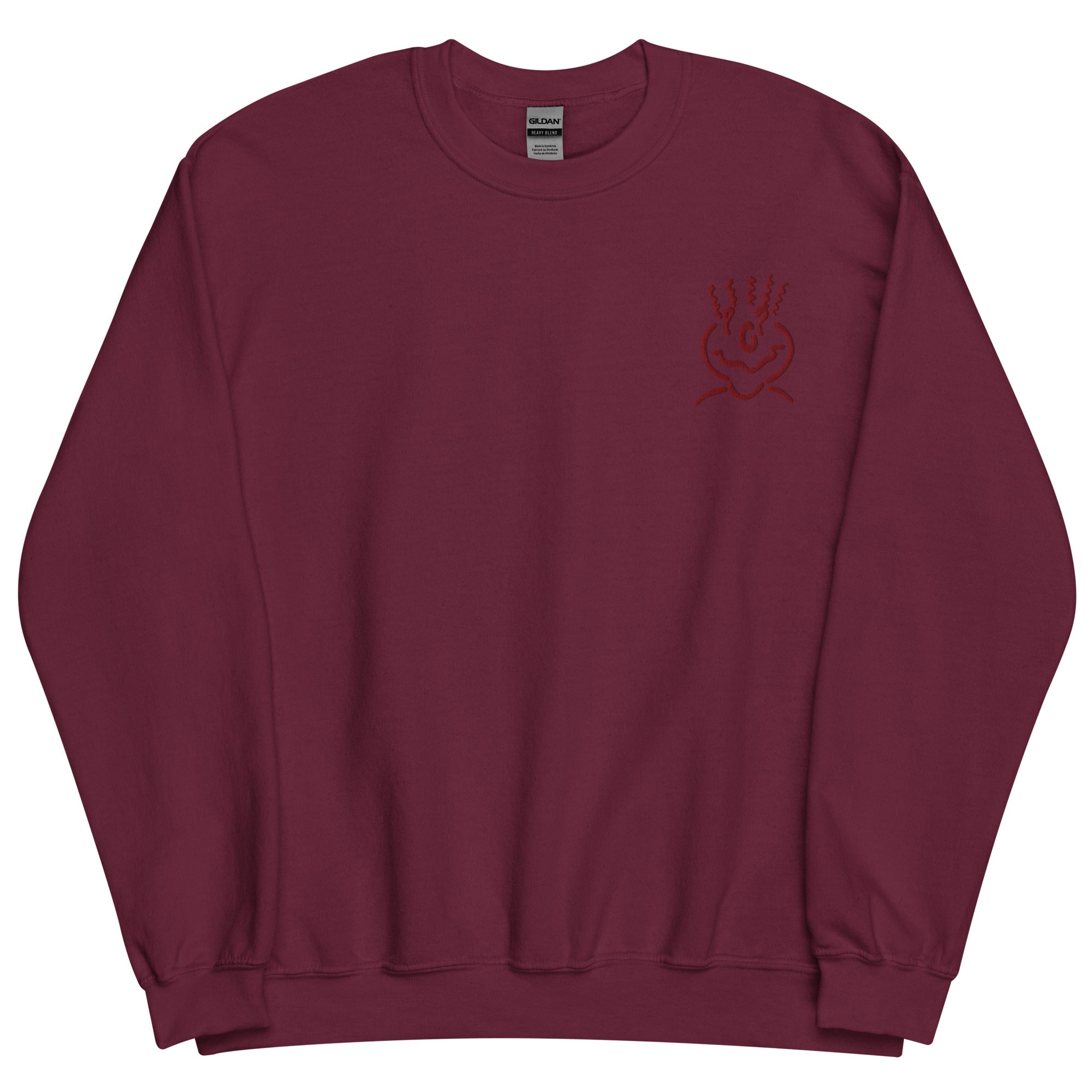 Cotton Embroided Crewneck Sweater Unisex Burgundy