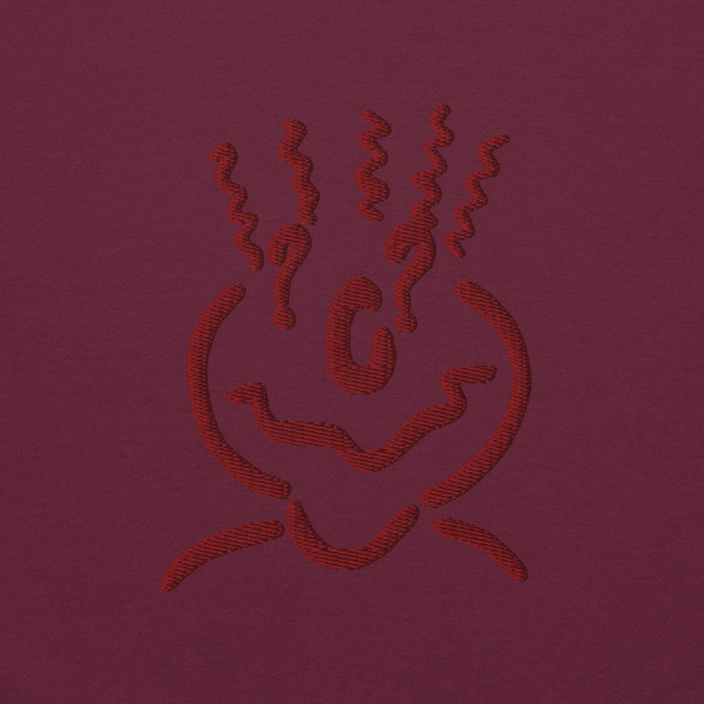Michelle Mishkin Cotton Embroided Crewneck Sweater Unisex Burgundy