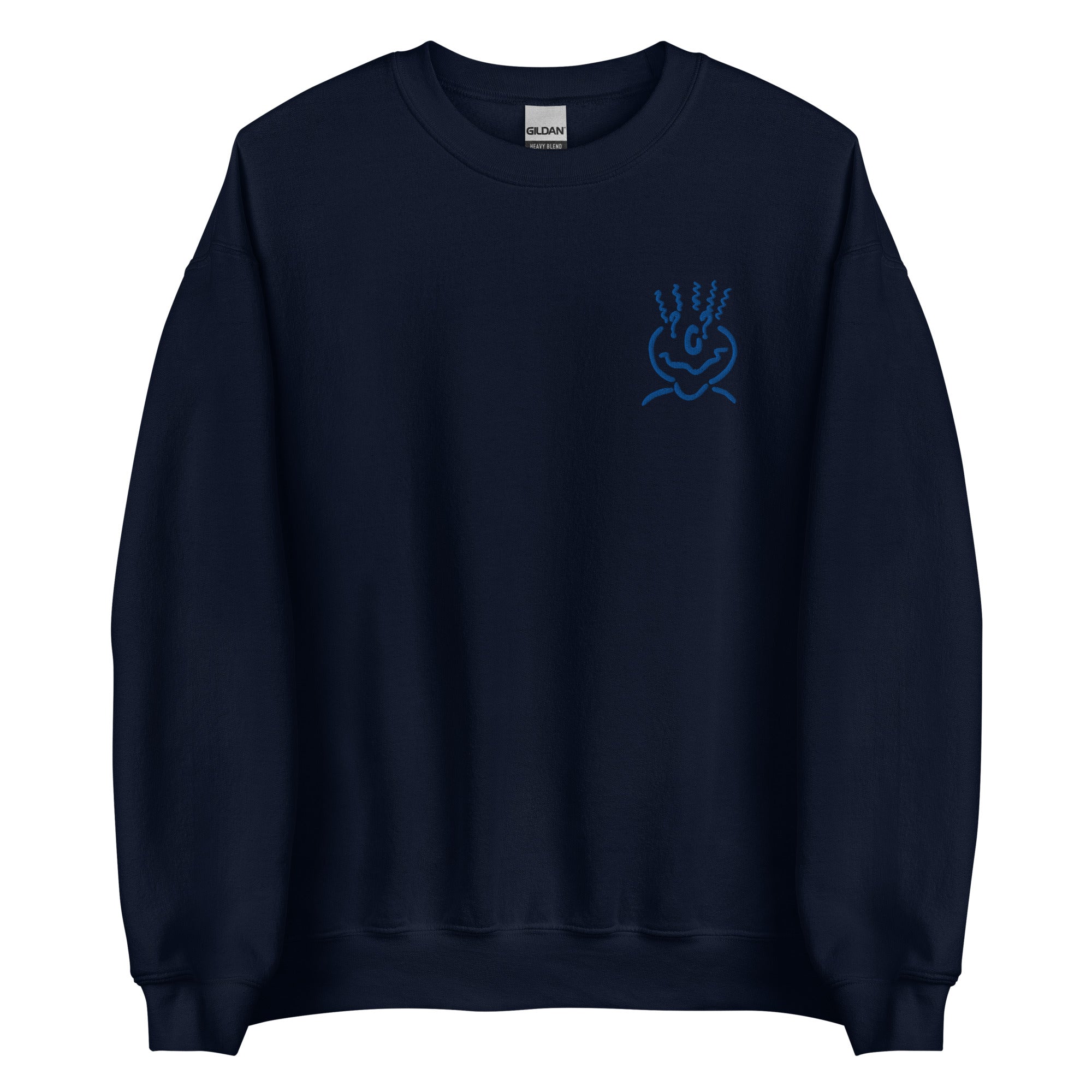 Michelle Mishkin Cotton Embroided Crewneck Sweater Unisex Navy Blue