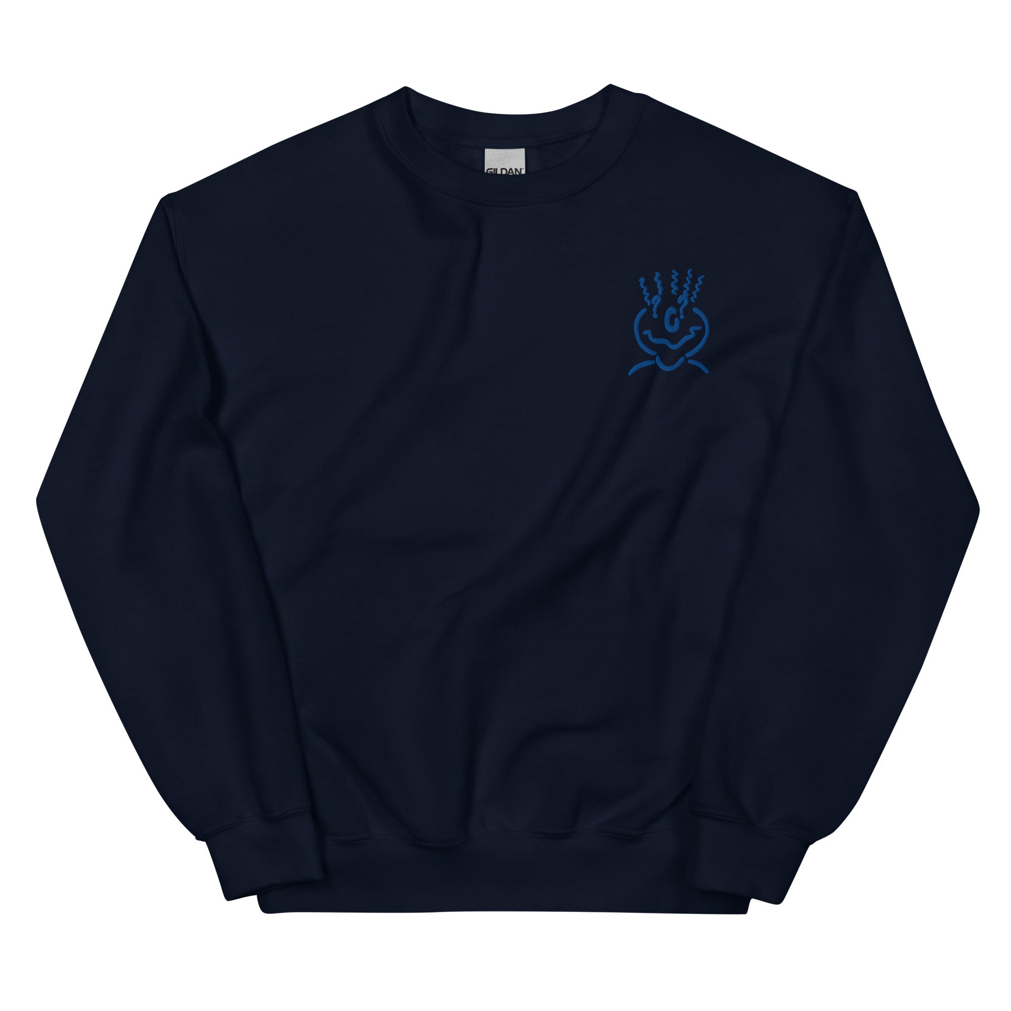 Michelle Mishkin Cotton Embroided Crewneck Sweater Unisex Navy Blue