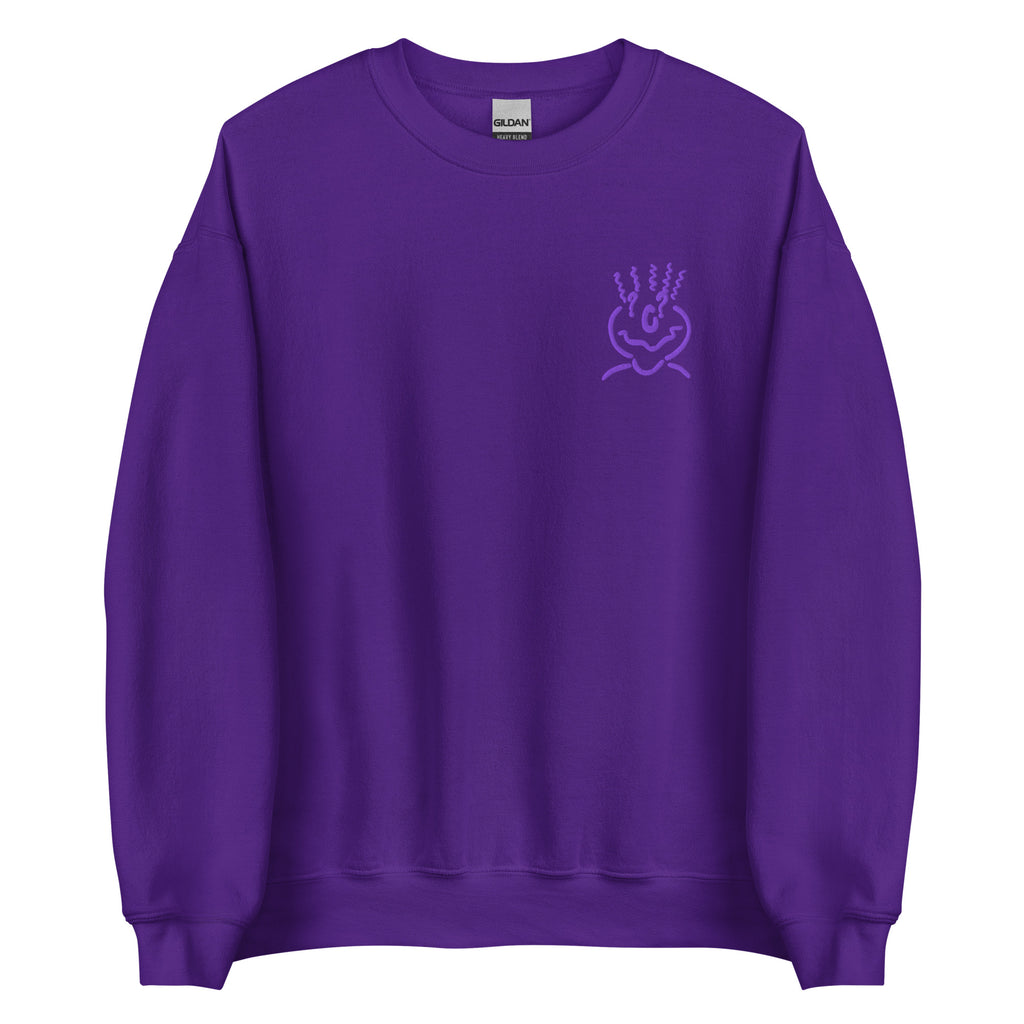 Michelle Mishkin Cotton Embroided Crewneck Sweater Unisex Purple