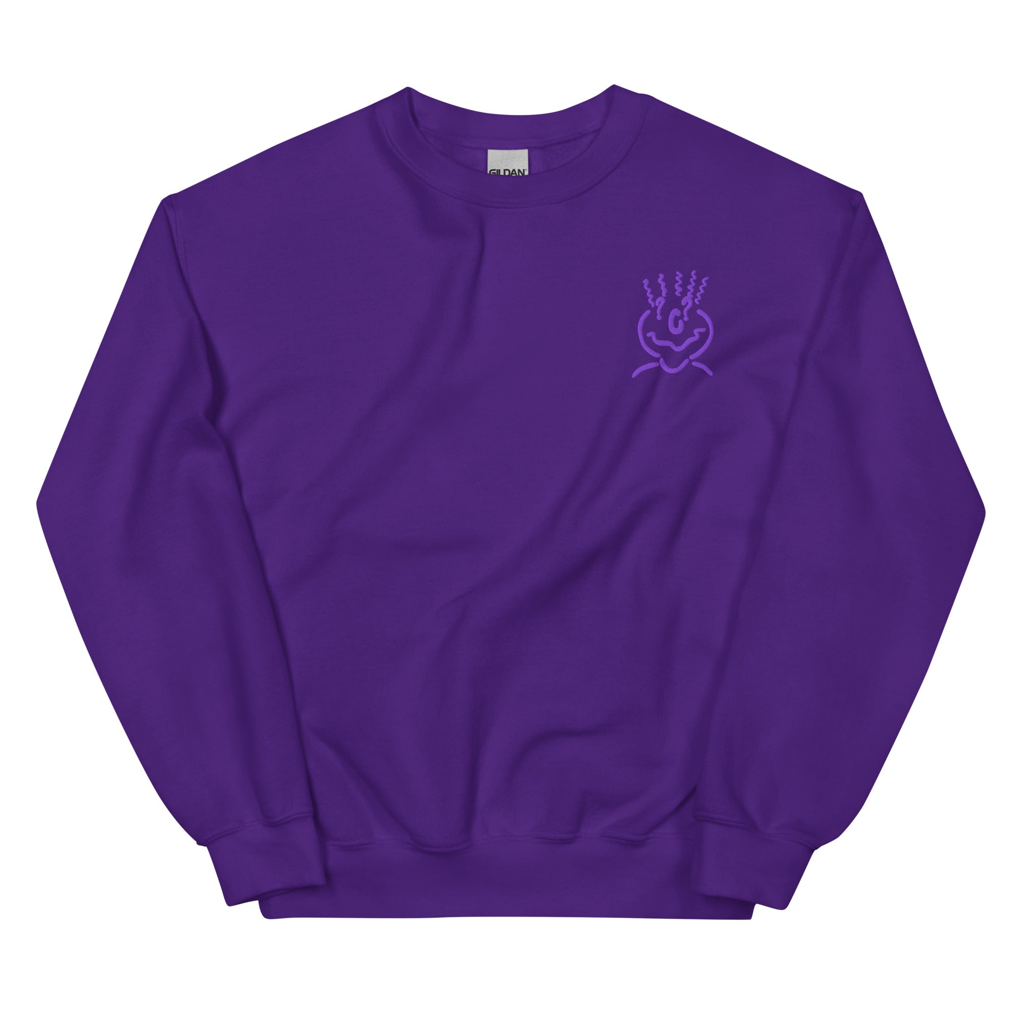 Cotton Embroided Crewneck Sweater Unisex Purple