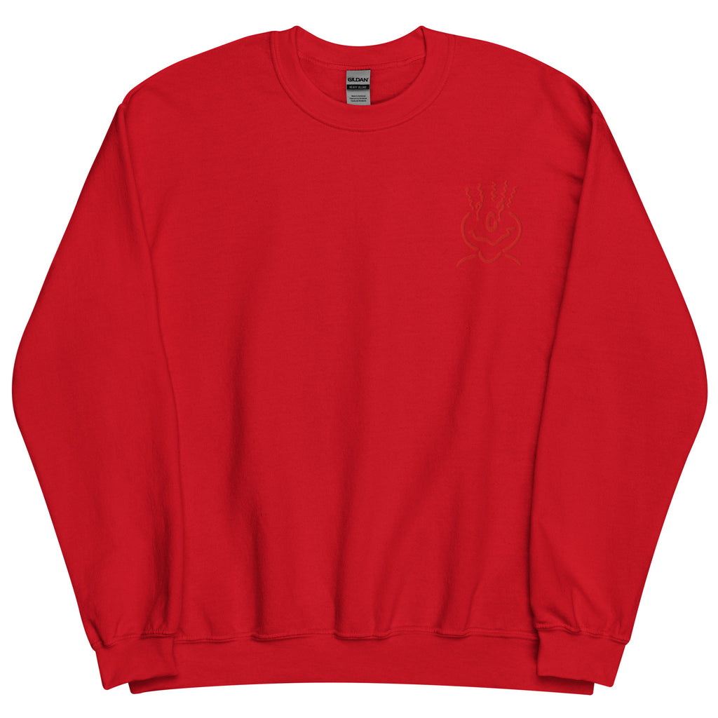 Michelle Mishkin Cotton Embroided Crewneck Sweater Unisex Red