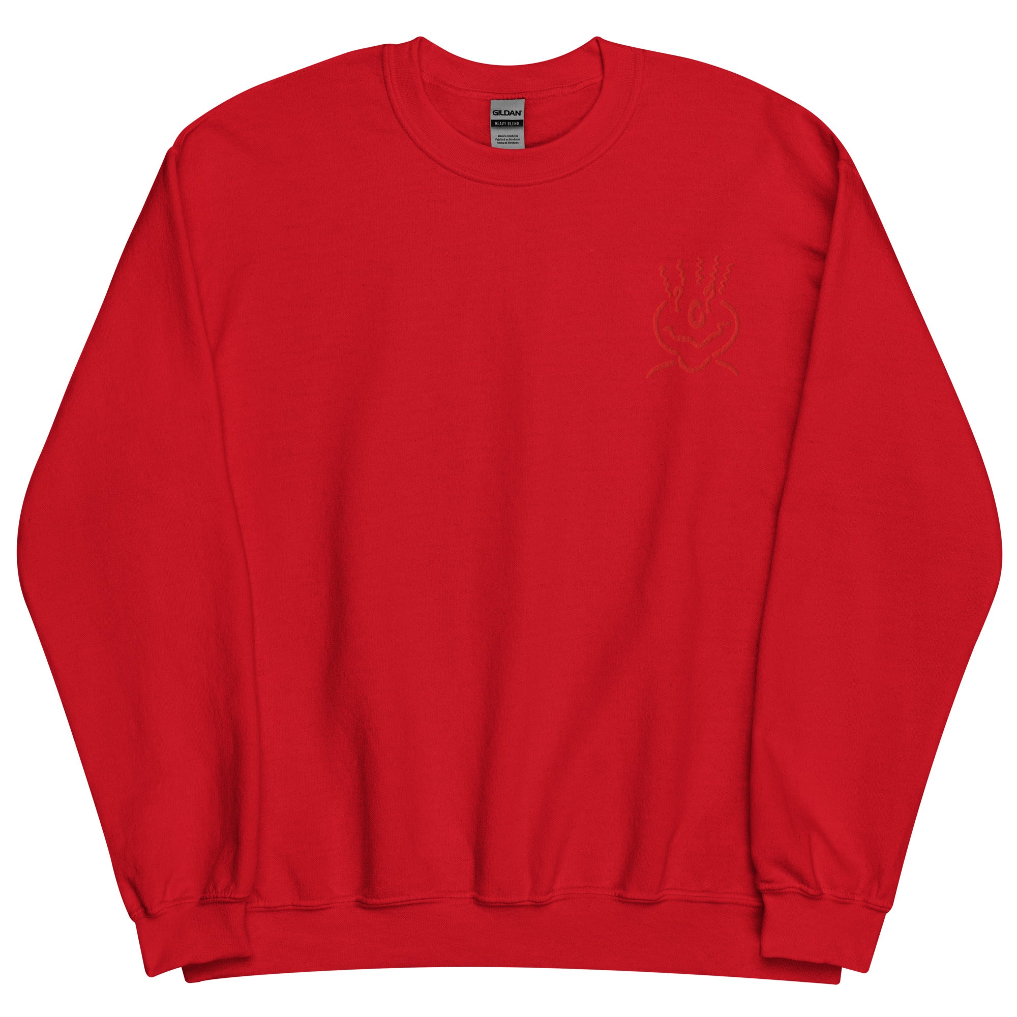 Cotton Embroided Crewneck Sweater Unisex Red