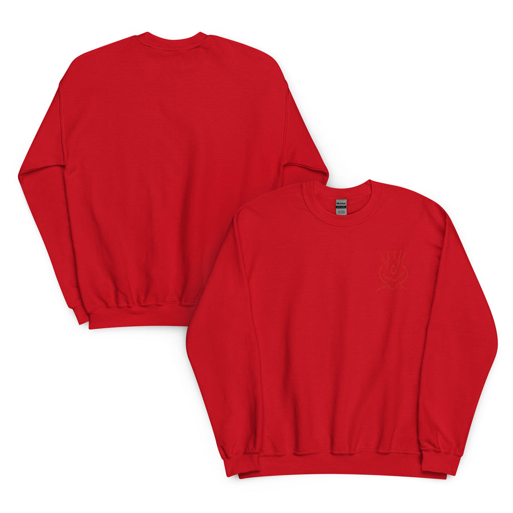 Michelle Mishkin Cotton Embroided Crewneck Sweater Unisex Red
