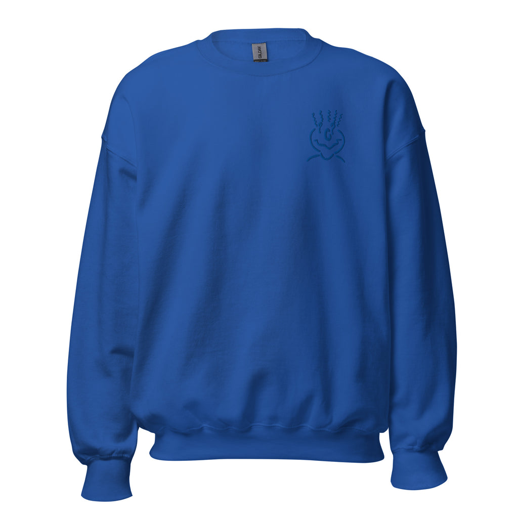 Michelle Mishkin Cotton Embroided Crewneck Sweater Unisex Electric Blue