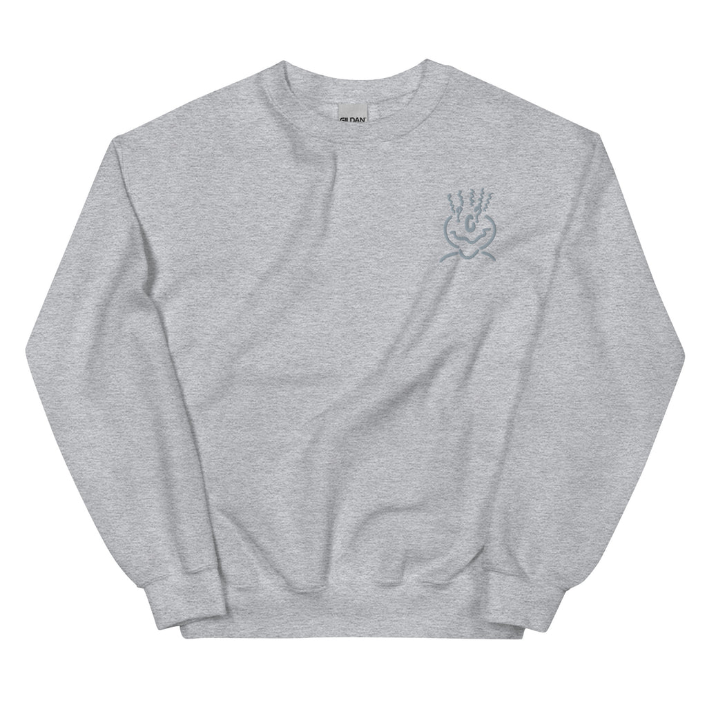 Michelle Mishkin Cotton Embroided Crewneck Sweater Unisex Gray