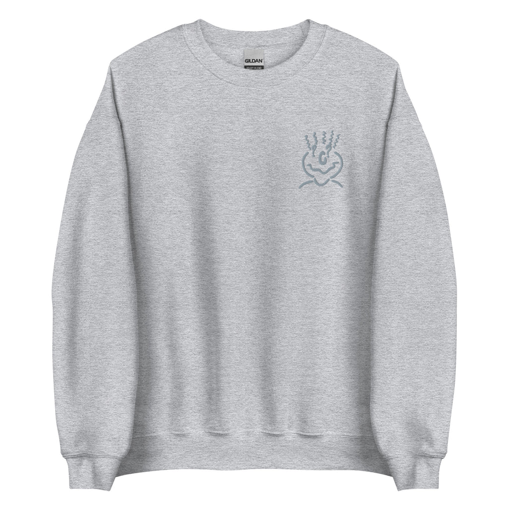 Michelle Mishkin Cotton Embroided Crewneck Sweater Unisex Gray