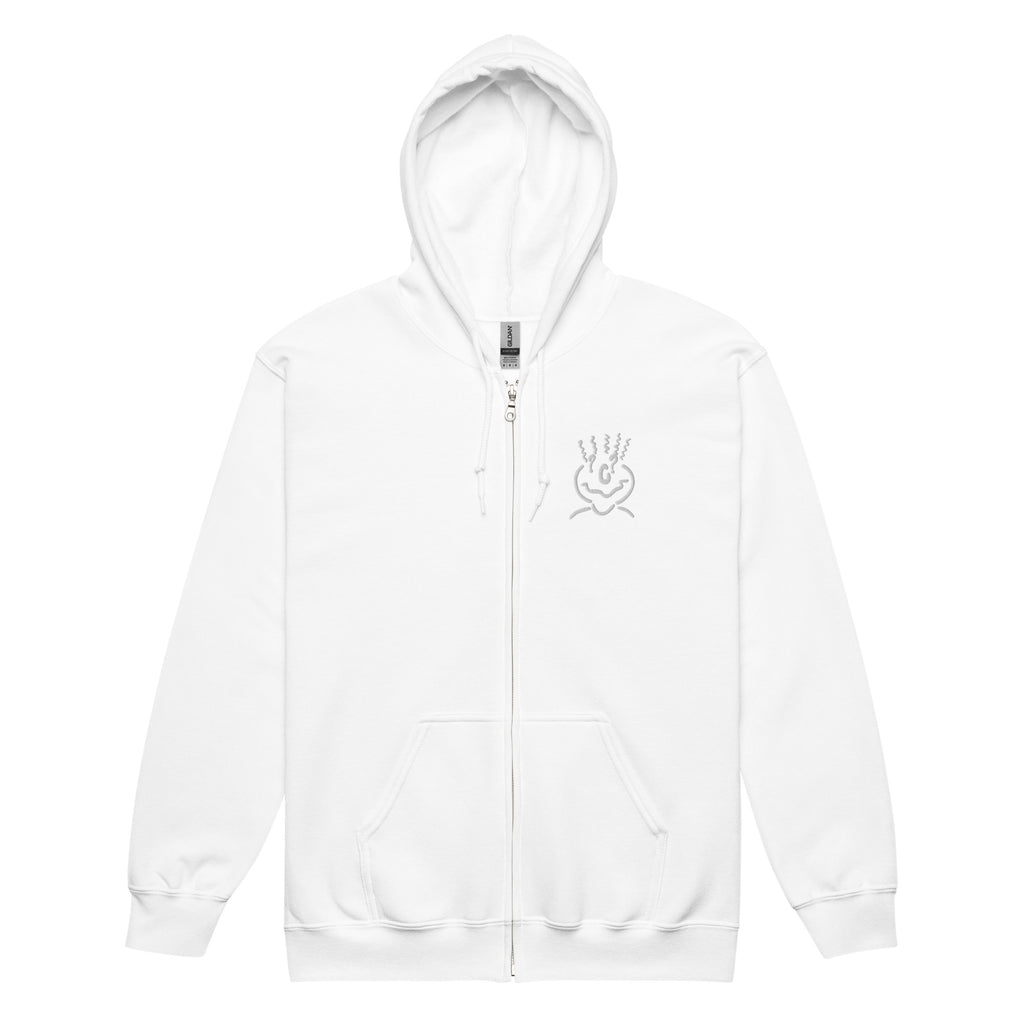 Michelle Mishkin Heavy Blend Embroidered Zip Hoodie White Unisex