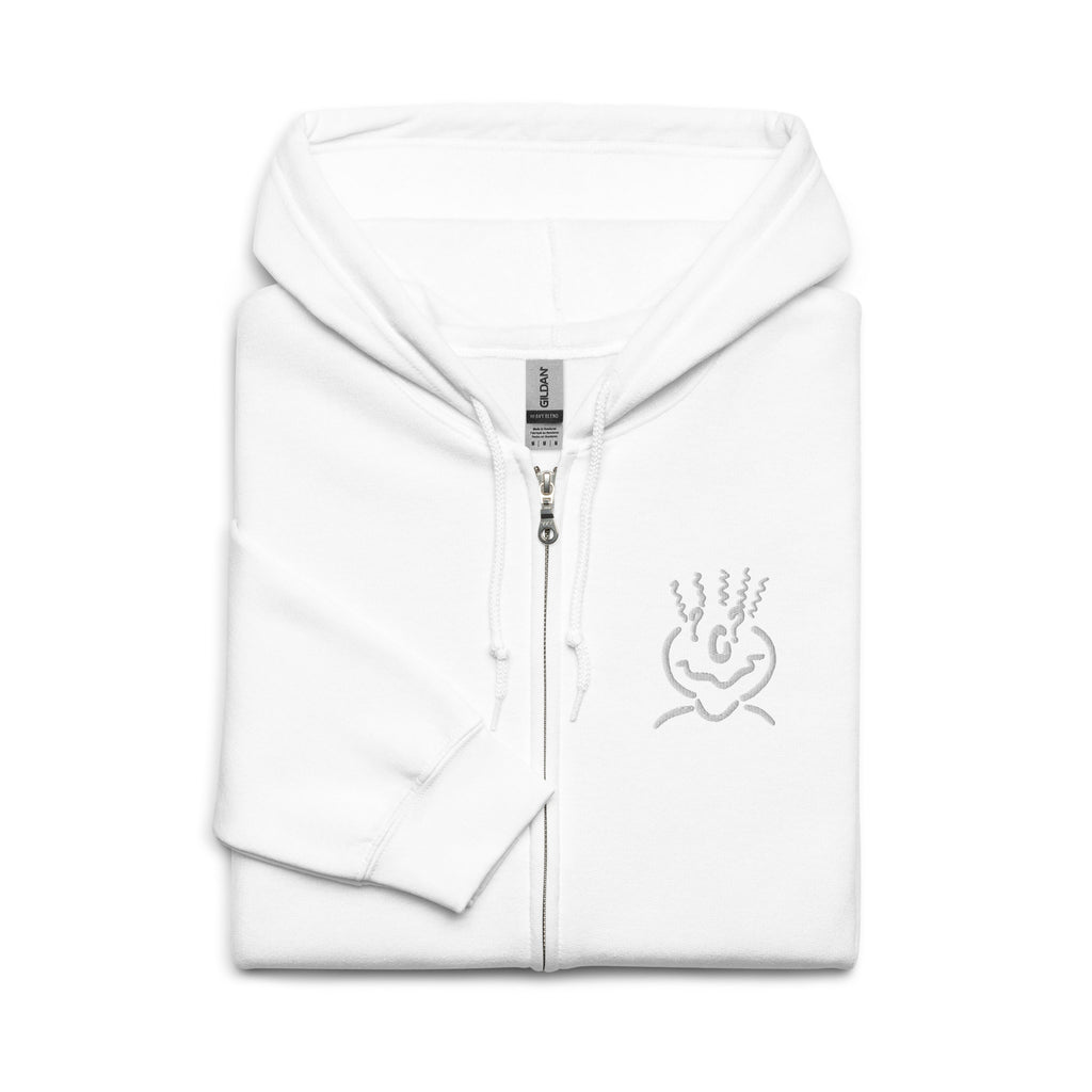 Michelle Mishkin Heavy Blend Embroidered Zip Hoodie White Unisex