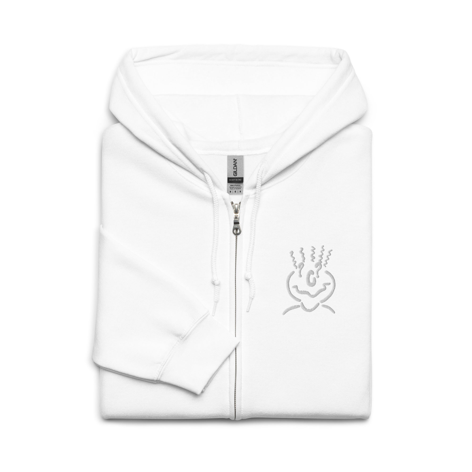 Michelle Mishkin Heavy Blend Embroidered Zip Hoodie White Unisex